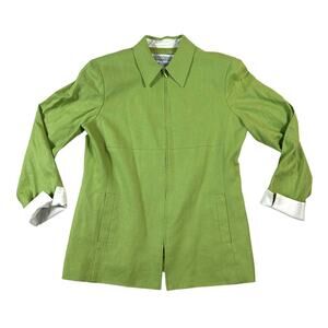 Vintage Funky Lime Green Collared Zip-Up Jacket Jessica Howard Size 10